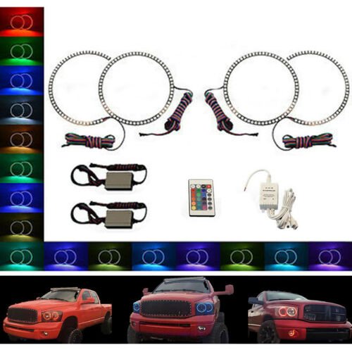 Multi-Color Changing LED RGB Headlight Halo Ring Set For 06-08 Dodge Ram Sport