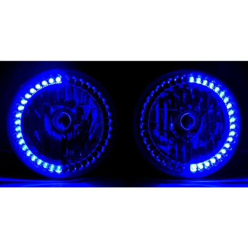 7" Halogen Motorcycle Blue 40-LED Halo Ring H4 Light Bulb Headlight For: Harley