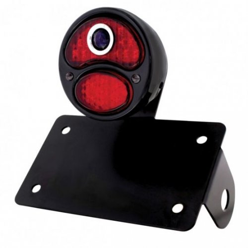 LED 1928 Ford "DUO Lamp" w/ Blue Dot Tail Light - Horizontal w/ Black Rim/Black Housing | Motorcycle Products