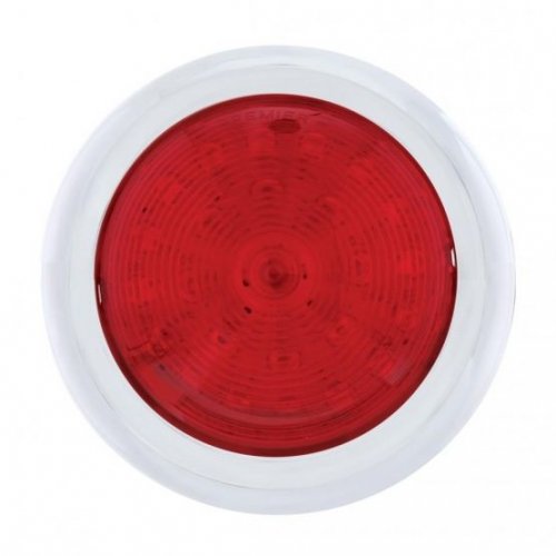 1950s Pontiac Style LED Stop, Turn / Tail Light w/ Bezel - Red LED/Red Lens | LED / Incandescent Replacement Lens