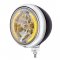 Black "Guide"? Style Hot Rod Headlight w/ No Turn Signal - 34 Amber LED Crystal Halogen | Headlight Components