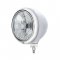 Chrome "GUIDE" Headlight w/ No Turn Signal - 6 Amber Auxiliary LED 7" Cystal H4 Bulb | Guide Headlight