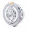 Stainless "CLASSIC" Headlight - 34 White LED H4 Bulb w/ Amber LED/Clear Lens | Headlight - Complete Kits