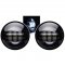 Moto Black LED Passing Auxiliary Fog Lights w/ Chrome Housing Buckets Pair