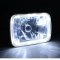 7X6 Crystal Clear Glass/Metal Halogen White LED Halo Headlight Light Bulb Pair