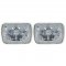 7X6 Crystal Clear Glass/Metal Halogen White LED Halo Headlight Light Bulb Pair