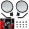 Round Rear Side View Black Glass Mirror w/ Mount Arm PR For 97-17 Jeep Wrangler