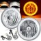 7" Amber COB LED Halo Angel Eye Headlights 6K 6000K LED Light Bulb Headlamp Pair