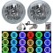 7" RGB Multi-Color White Red Blue Green COB Halo Angel Eye 6K LED Headlight Pair