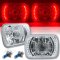 7X6 Red LED Halo Projector Halogen Crystal Headlights Angel Eye H4 Light Bulbs