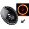 7" Black Halogen Headlight Amber LED SC Halo Angel Eye Headlamp Light Bulb Pair