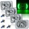 4X6" Green LED Halo Drl Halogen Headlight Headlamp Light Bulbs Crystal Clear Set