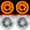 7" Halogen LED Amber Halo Angel Eyes Headlight Headlamp H4 Light Bulbs Pair