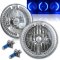 7" Halogen Blue Split LED Halo Ring Angel Eye Headlight Headlamp Light Bulb Pair