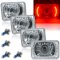 4X6" Red LED Halo Projector Halogen Headlight Headlamp Bulbs Crystal Clear Set