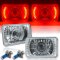 4X6" Red LED Halo Projector Halogen Headlight Headlamp Bulbs Crystal Clear Pair