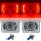 4X6" Red LED Halo Projector Halogen Headlight Headlamp Bulbs Crystal Clear Pair