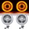 5-3/4 Amber LED Halo Halogen Light Bulb Headlight Angel Eye Crystal Clear Pair