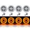 5-3/4" Amber LED Halo Halogen Light Bulb Crystal Clear Headlight Angel Eye Set