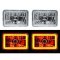 4X6" Amber SMD LED Halo Crystal Glass/Metal Headlight Light Bulb Headlamp Pair