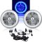 7" COB Blue LED Halo Headlights H4 6000K HID Light Kit Fits 76-16 Jeep Wrangler