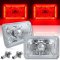 4X6 Red LED Halo Angel Eye Halogen Headlights Headlamp Bulbs Crystal Clear Pair