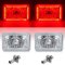 4X6 Red LED Halo Angel Eye Halogen Headlights Headlamp Bulbs Crystal Clear Pair