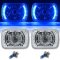 7X6 Blue LED Halo Projector Halogen Crystal Headlights Angel Eye Light H4 Bulbs
