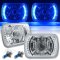 7X6 Blue LED Halo Projector Halogen Crystal Headlights Angel Eye H4 Light Bulbs