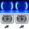 7X6 Blue LED Halo Projector Halogen Crystal Headlights Angel Eye H4 Light Bulbs