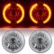 7" Projector Halogen Amber LED Halo Angel Eyes Headlight Crystal H4 Light Bulbs