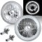 7" White LED Halo Angel Eye Crystal Clear Halogen Headlight Headlamp Light Bulbs