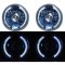 7" Halogen White LED Halo Angel Eyes Projector Headlight Headlamp H4 Bulbs Pair