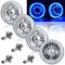 5-3/4" Blue LED Halo Halogen Light Bulb Crystal Clear H4 Headlight Angel Eye Set