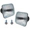 7X6 Stock Style Glass Lens / Metal Headlight H4 Halogen Light Bulb Headlamp Pair