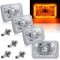 4X6" Amber LED Halo Angel Eye Halogen H4 Headlight Crystal Clear Headlamp Bulbs