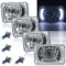 4X6" White LED Halo Projector Halogen Headlight Headlamp Bulbs Crystal Clear Set