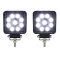 Square HP 9 LED Competition Series Stud Mount Work Light Off Road ATV 4WD Pair