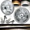 5-3/4 Crystal Clear Glass Metal Headlight 6k LED HID H4 Light Bulb Headlamp Pair