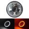 7" LED Projector Dual White Amber Halo Ring Light Lamp Bulb Motorcycle Headlight