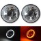 7" LED White Amber Halo Ring Angel Eyes Projector Headlamp Headlight Pair