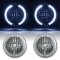 7" Halogen White LED Halo Angel Eyes Headlight Headlamp H4 Light Bulbs 12 Volt