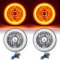 5-3/4" Amber LED COB SMD Halo Angel Eye Halogen Light Bulb Metal Headlights Pair