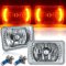 4X6" Amber LED Halo Angel Eye Headlight Halogen Headlamp 55/60W Light Bulbs Pair