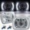 7X6 White LED Halo Projector Halogen Crystal Headlights Angel Eye H4 Light Bulbs