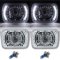 7X6 White LED Halo Projector Halogen Crystal Headlights Angel Eye H4 Light Bulbs