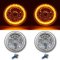 7" Halogen Amber SC LED Halo Angel Eye Projector Headlight Light Lamp Bulb Pair