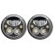 7" Black Chrome Face LED 6000k 6k Octane Headlight w/ White Halo Light Pair