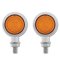 Motorcycle Amber LED Chrome Bullet Front Turn Signal Rear Tail Brake Lights Pair