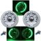 7" Green LED Halo Ring Angel Eye 60w Halogen Projector Headlight Light Bulb Pair